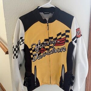 Harley-Davidson Yellow Black White Racing Bomber Jacket
